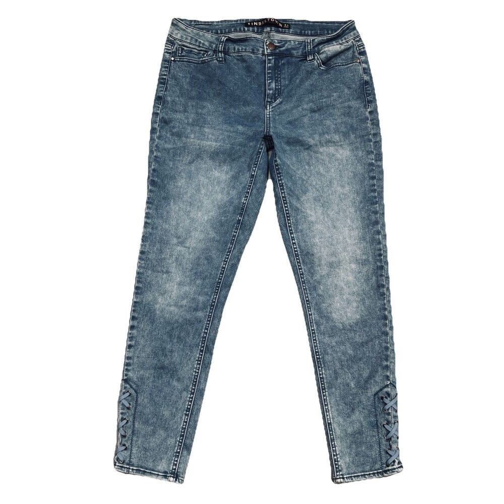 Tinseltown Skinny Ankle Jeans 11 (31 x 26) Blue Super Stretch Mid Rise Juniors